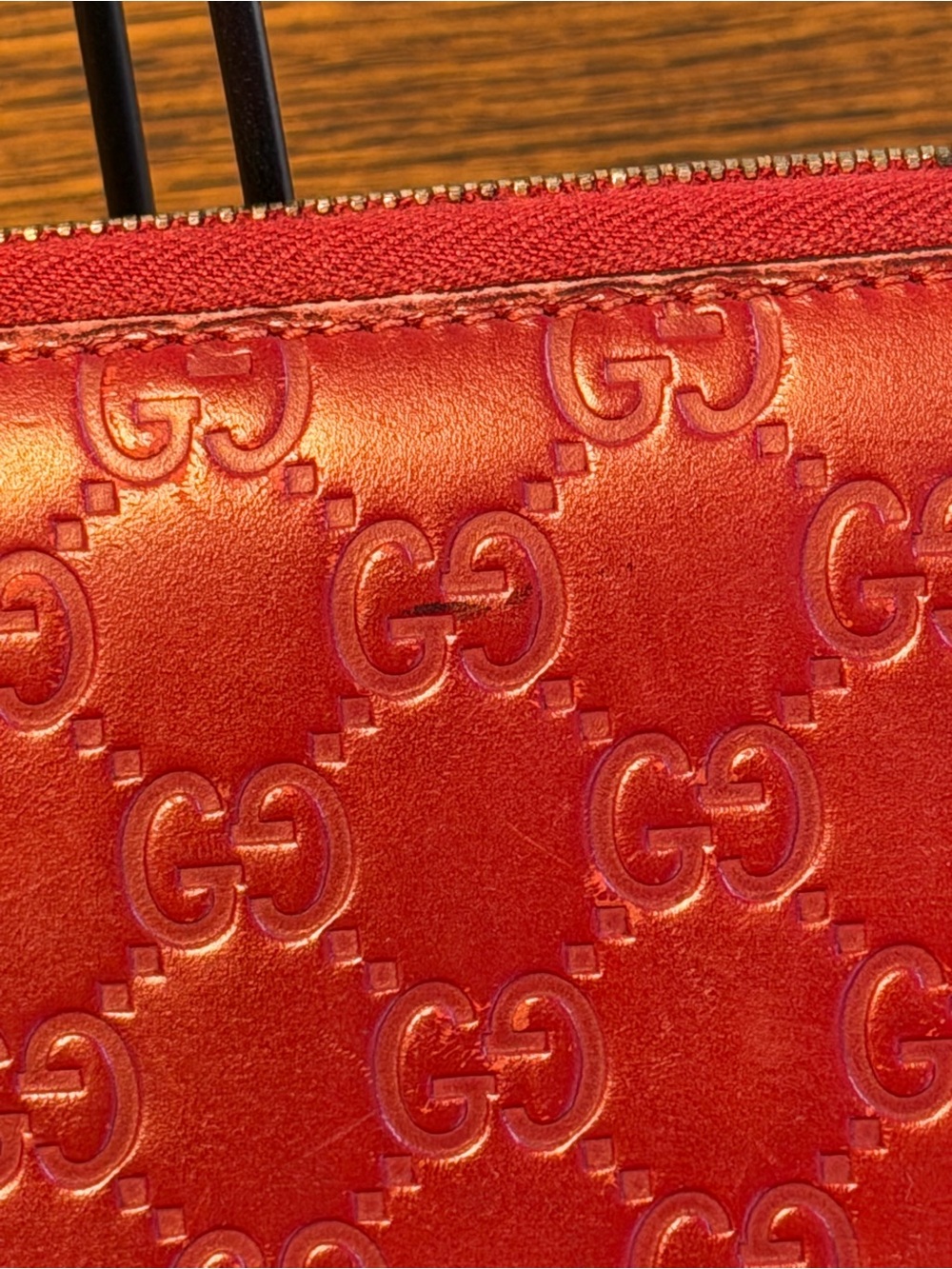 Gucci Red Guccissima Leather Bow Zip Around Wallet with COA - Picture 11 of 13